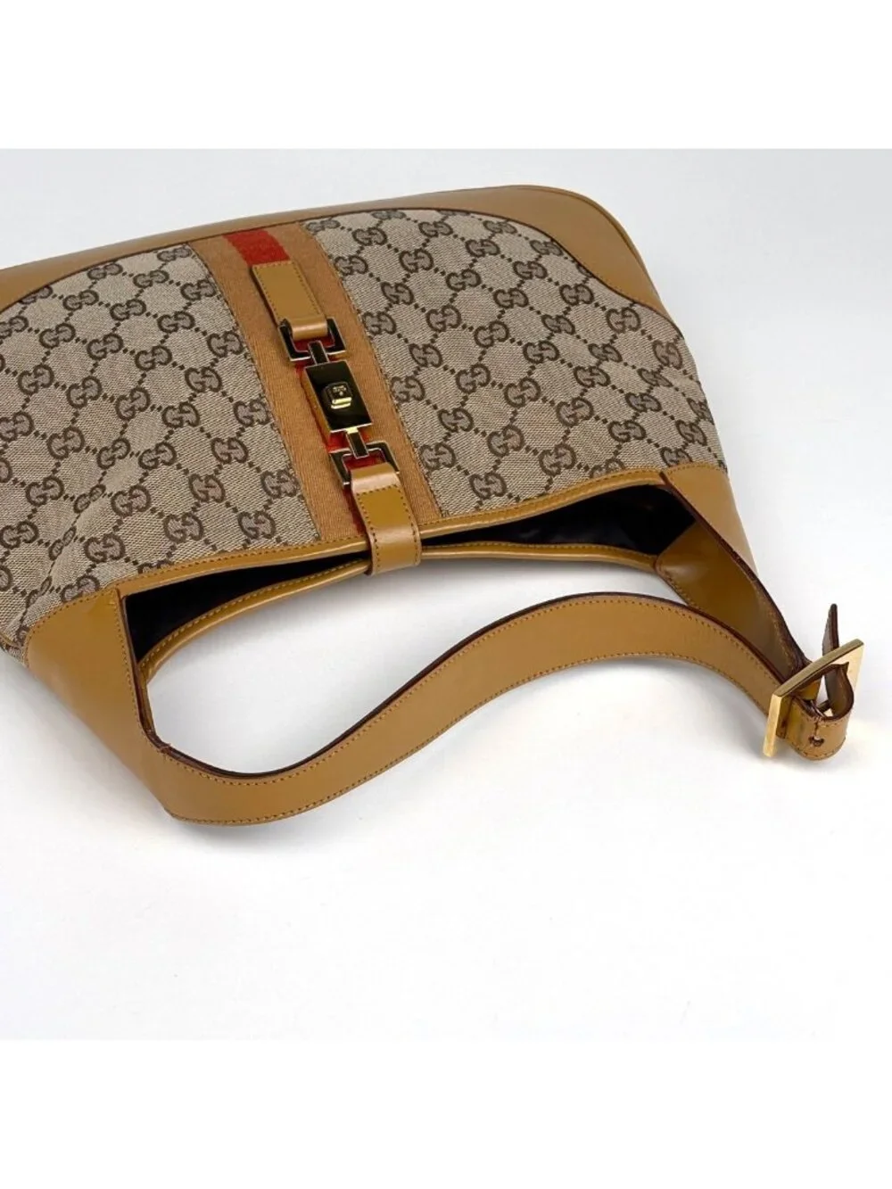 Gucci Shoulder Bag Jackie Line GG Canvas Brown